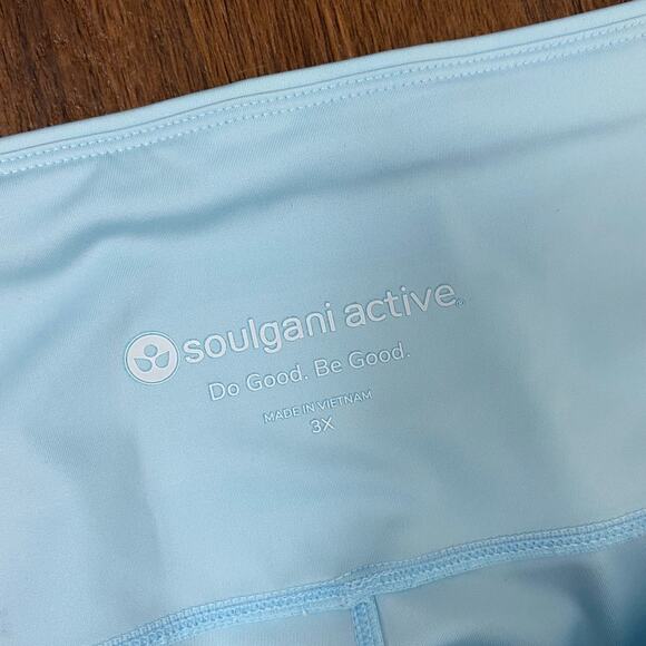 NEW Soulgani Active Love Twin Soul Leggings 3X Blue Gray Stripe Plus - Picture 4 of 8
